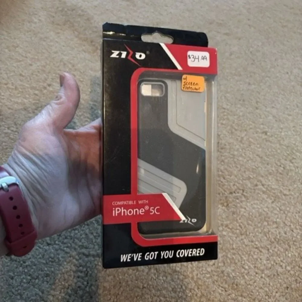 Zizo Rugged IPhone 5C Black & Gray Phone Case With Screen Protector *New*